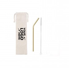 Gold Drinking Straws Set with Cleaning Brush